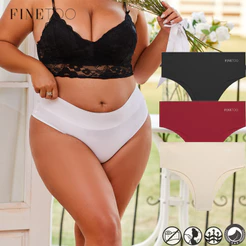 Finetooo Calcinha Sem Costura E Cintura Alta Para Mulheres Calcinhas Esticadas XL-5XL