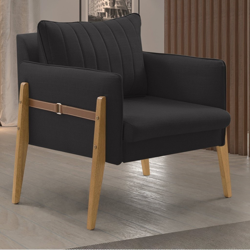 Poltrona Decorativa para Sala de Estar Orion Preto - Home & Living