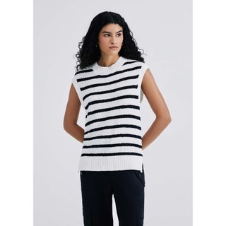 Colete Feminino Box Listrado Em Tricô Hering em Oferta na Shopee
