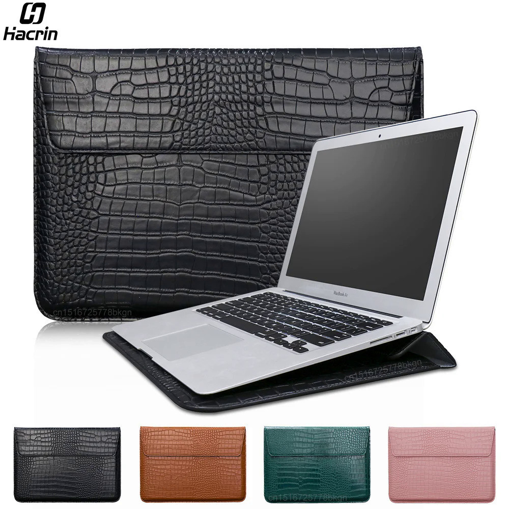 Bolsa Para Laptop Macbook Air Pro 13 Caso M1 M2 Notebook Suporte Capa 11 14 15 15.6 Polegada De Couro Do Plutônio Comput