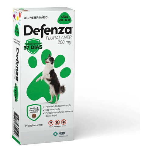 Antipulgas E Carrapatos Defenza Para Cães10-20kg 200 Mg