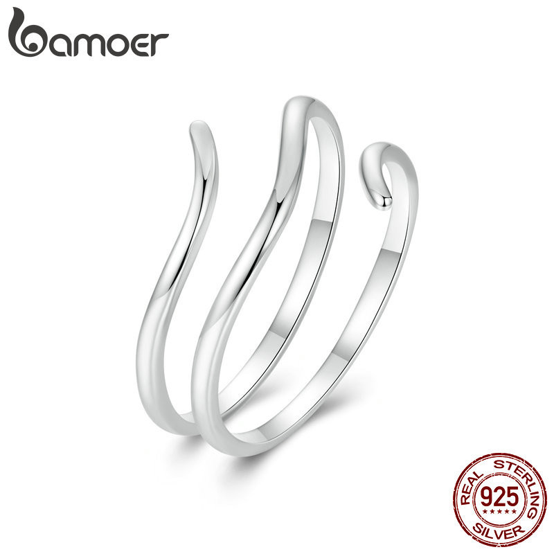 Bamoer 925 Sterling Sliver Fita Aberta Anel Multi-Camadas Jóias De Moda Simples Presentes Para Mulheres em Oferta na Shopee