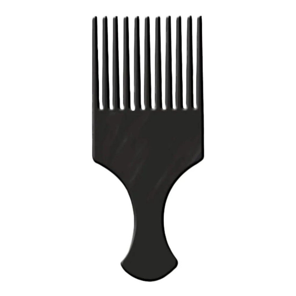 Pente Garfo Penteado De Cabelos Afro Dentes Largos Plástico Cor Preto.