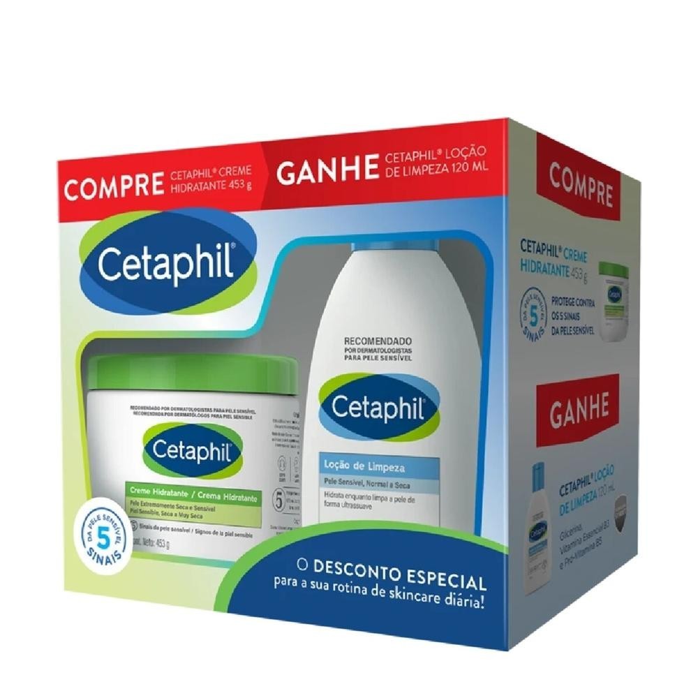 Kit Cetaphil Creme Hidratante 453g Gratis Locao De Limpeza 120ml