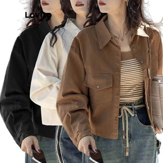 Lovito Casual Blusa Feminina Lisa com Bolso e Botão Frontal LNA29011 (Multicolorido)