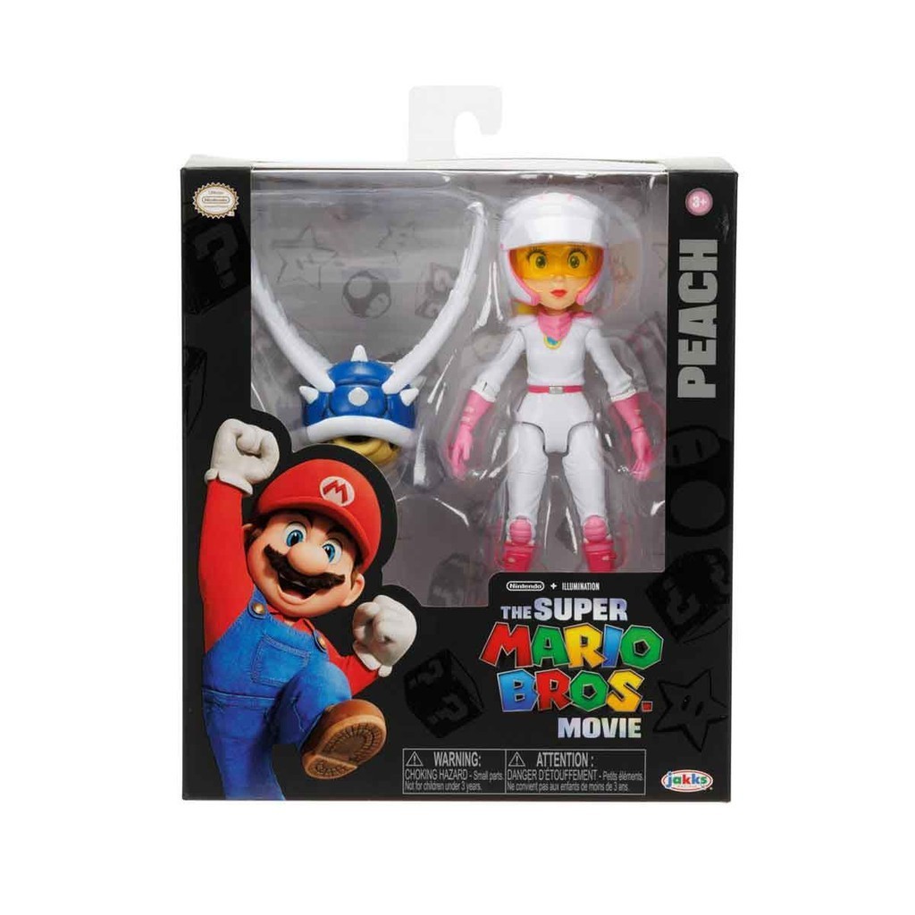 Boneca Peach de 14cm com Casco Azul - Super Mario Filme - Mom & Baby