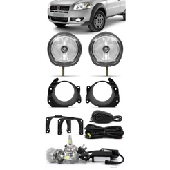 Kit Farol de Milha Fiat Strada Working 2012 2013 Botão Alternativo + Kit Lâmpada Super LED 6000K
