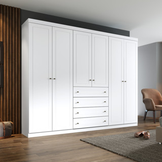 Guarda Roupa Casal 6 Portas 4 Gavetas Americano Henn em Oferta na Shopee