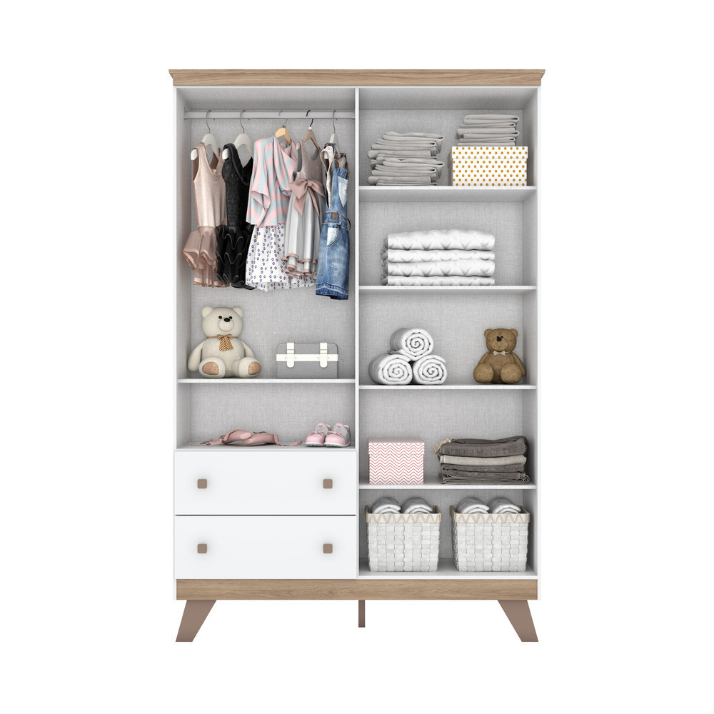 Guarda Roupa Infantil 4 Portas 2 Gavetas Confete Henn