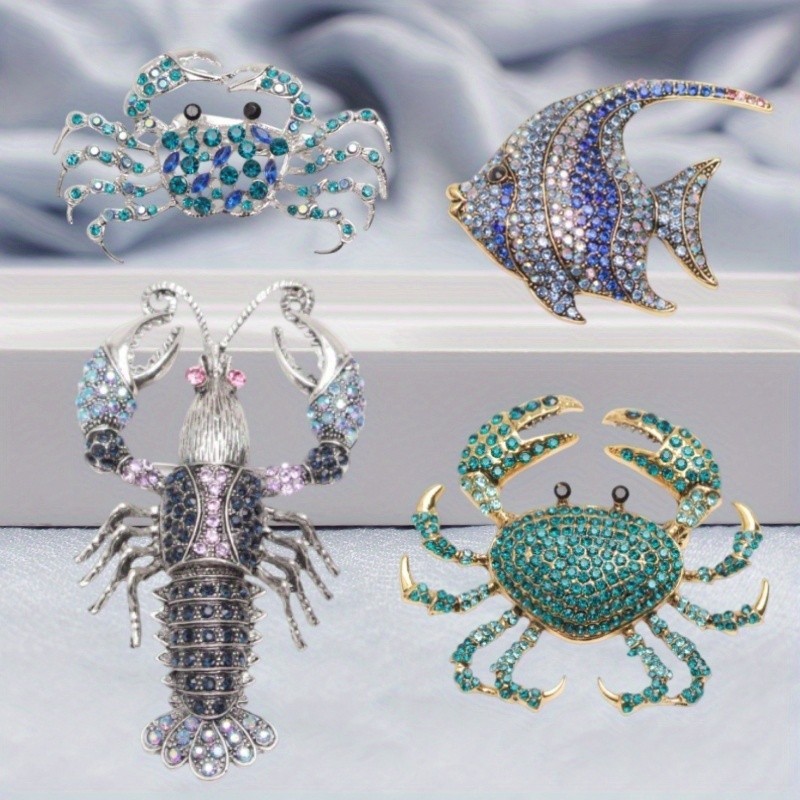 Rhinestone Lovely Crab Broches De Caranguejo Para Mulheres Novos Presentes Casuais De Broche De Festa De Animais Marinhos Cintilantes