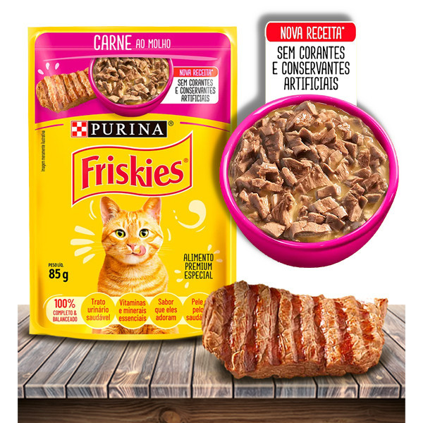 Ração Umida Friskies Gatos Adultos Carne Ao Molho - Comprar com Melhor Preço em Essenciais para Culinária