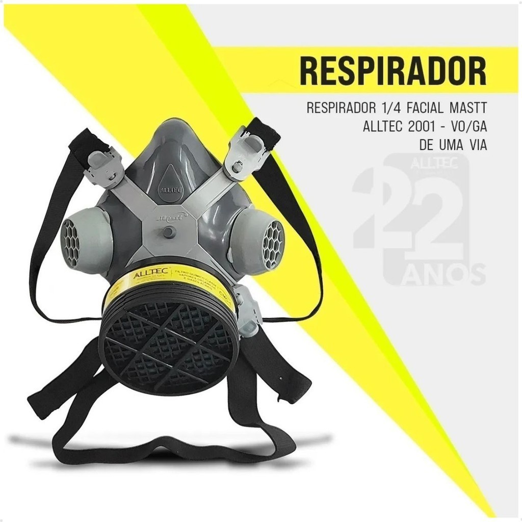 Respirador 1/4 Facial Profissional Alltec Mastt 2001 VO+GA P2/PFF2 Vapores Gases Ácidos CA 37401 em Oferta na Shopee
