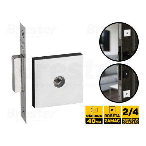 Fechadura Auxiliar P/ Porta Sala Modena Zamac Cromado Pado