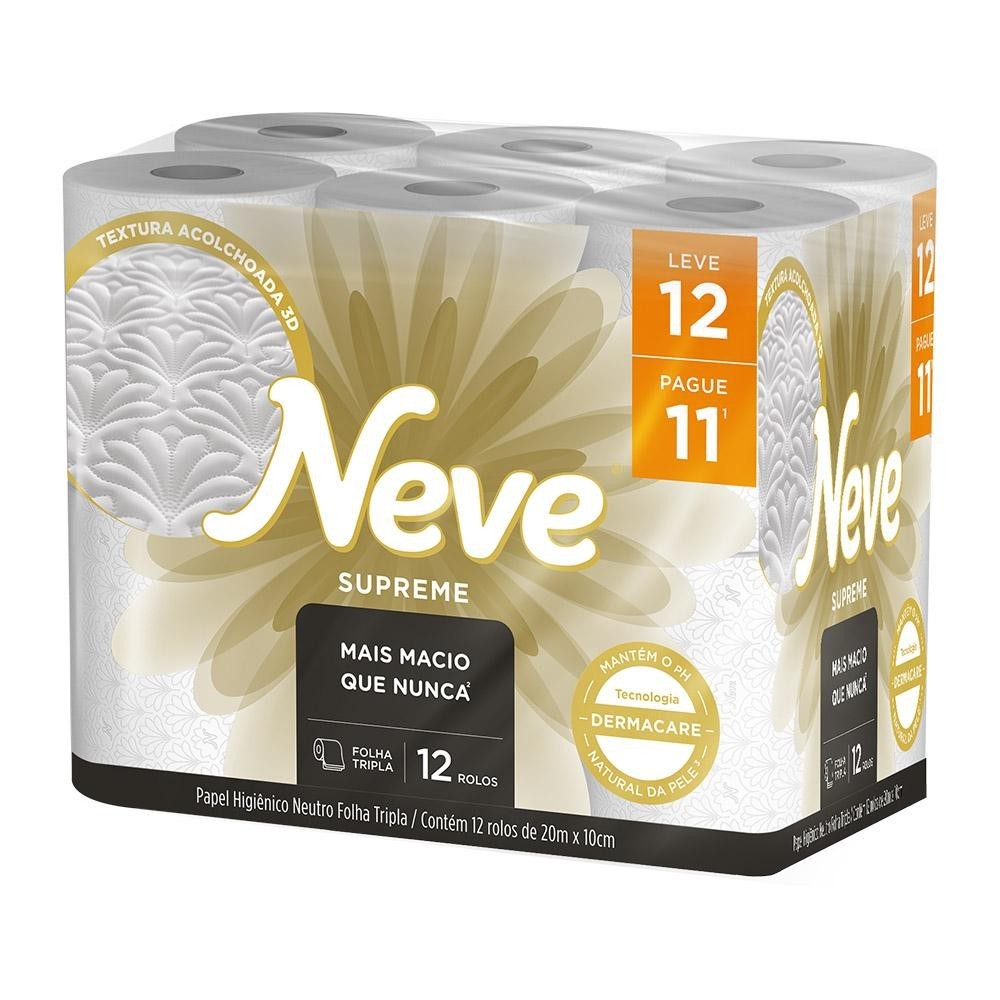 Papel Higiênico Neve Supreme Folha Tripla Leve 12 Pague 11 Papel Higiênico Neve Supreme Folha Tripla Leve 12 Pague 11