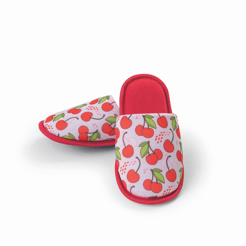 Pantufa Cerejinhas Meninas Infantil Chinelo de Quarto Leve & Confortável