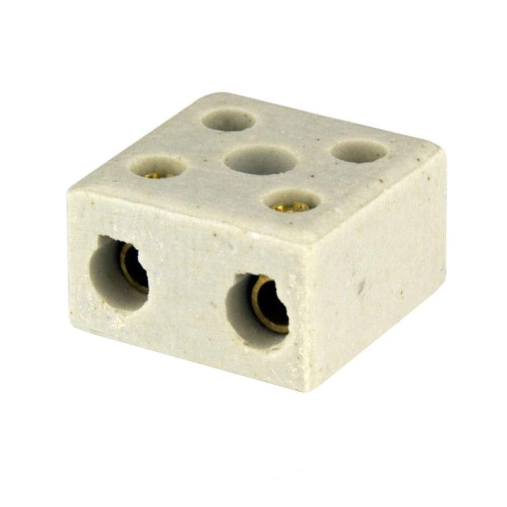 Conector Foxlux de Porcelana Bipolar 16mm - Embalagem com 2 Unidades SM - Home & Living