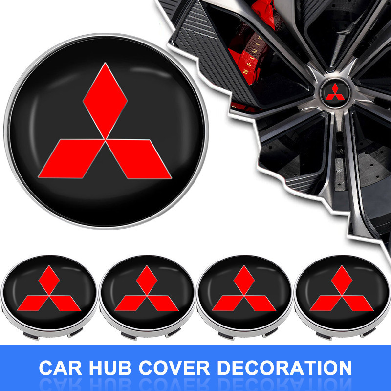 4 Pcs 56mm/60mm Tampa Do Aro Carro Decalque Da Cubo Roda Pneu Adesivo Emblema Para Mitsubishi Lancer ASX Outlander Pajer