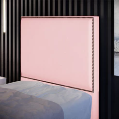 Cabeceira Cama Box Solteiro Com Tachas 100 cm Vicenza L02 Suede Rosê - Lyam Decor