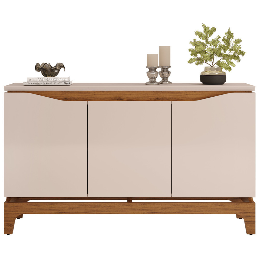 Aparador Buffet Para Sala de Jantar 3 Portas 139cm Clarice D05 Freijó Off White - Lyam Decor - Home & Living