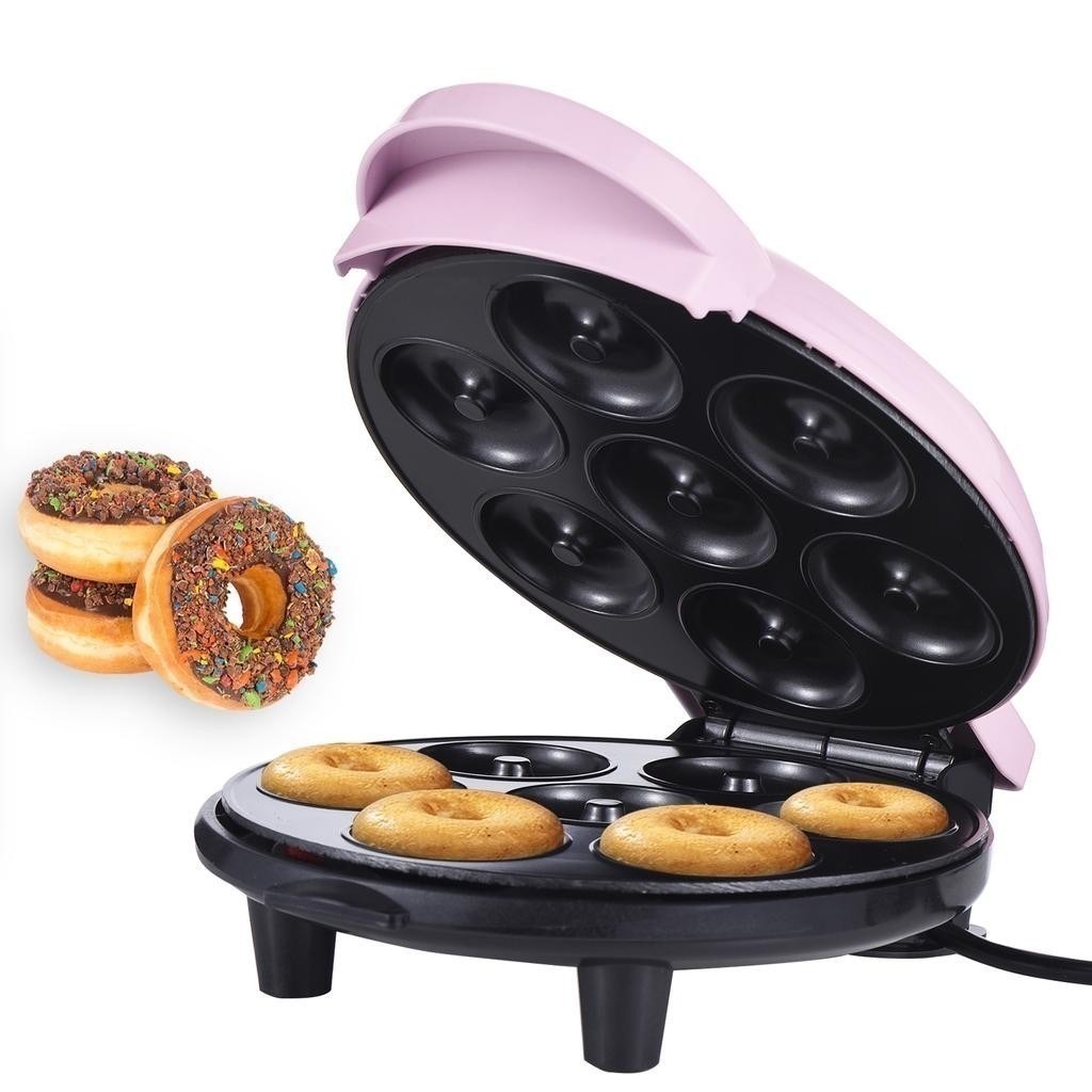 Mini Maquina De Donuts Café Da Manhã Capacidade Para 7 Mini Rosquinha Elétrica 110V Portátil