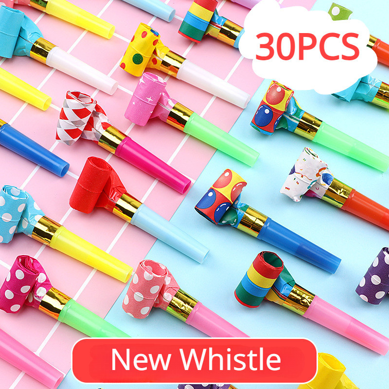 30pcs Toy Whistle Aniversário Funny Creativity Blow Roll Stand De Brinquedo Para Festas Por Atacado