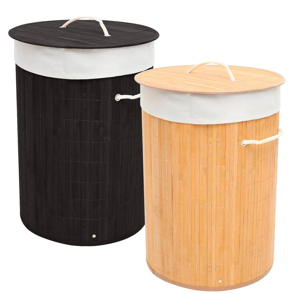 Cesto De Roupas Bambu Redondo Banheiro Lavanderia Quarto em Oferta na Shopee