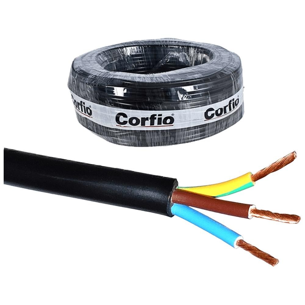 Rolo 100 Metros Cabo Elétrico PP Corfio 3x1,5mm Rolo 100 Metros Cabo Elétrico PP Corfio 3,0x1,5mm