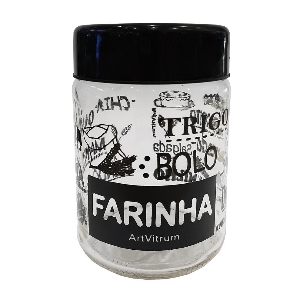 Pote para Farinha Artvitrum 600ml Preto - 31F/1 - Home & Living