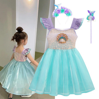 Meninas Nova Ariel Princess Dress Fancy Vestidos De Sereia Estilo Coreano Para Crianças De 2-8 Anos De Idade em Oferta na Shopee