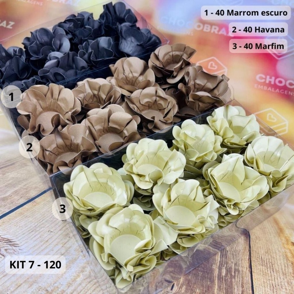 KIT 120 Forminhas Para Doces Finos MARFIM + HAVANA + MARROM em Oferta na Shopee