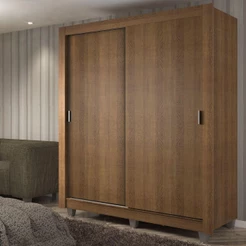Guarda-Roupa Solteiro Madesa Dallas Plus 2 Portas de Correr 4 Gavetas com Pés - Rustic