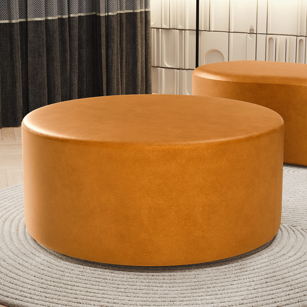 Puff Redondo Orgânico para Living 90cm Lola W01 Couríssimo Whisky - Lyam Decor em Oferta na Shopee