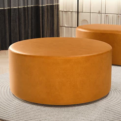 Puff Redondo Orgânico para Living 90cm Lola W01 Couríssimo Whisky - Lyam Decor