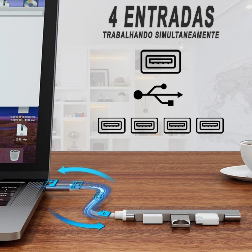 H'maston ZHQ-24 Hub Usb 3.0 4 Portas Usb Alta Velocidade Compacto Expansor USB