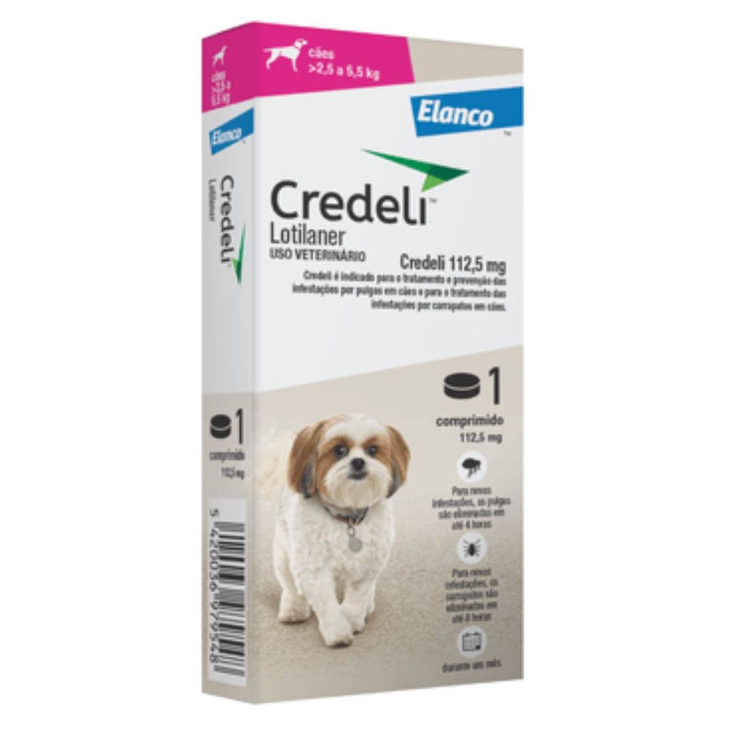 Antipulgas Cães 2,5 a 5,5 kg Credeli 112,5 mg 1 Comprimidos
