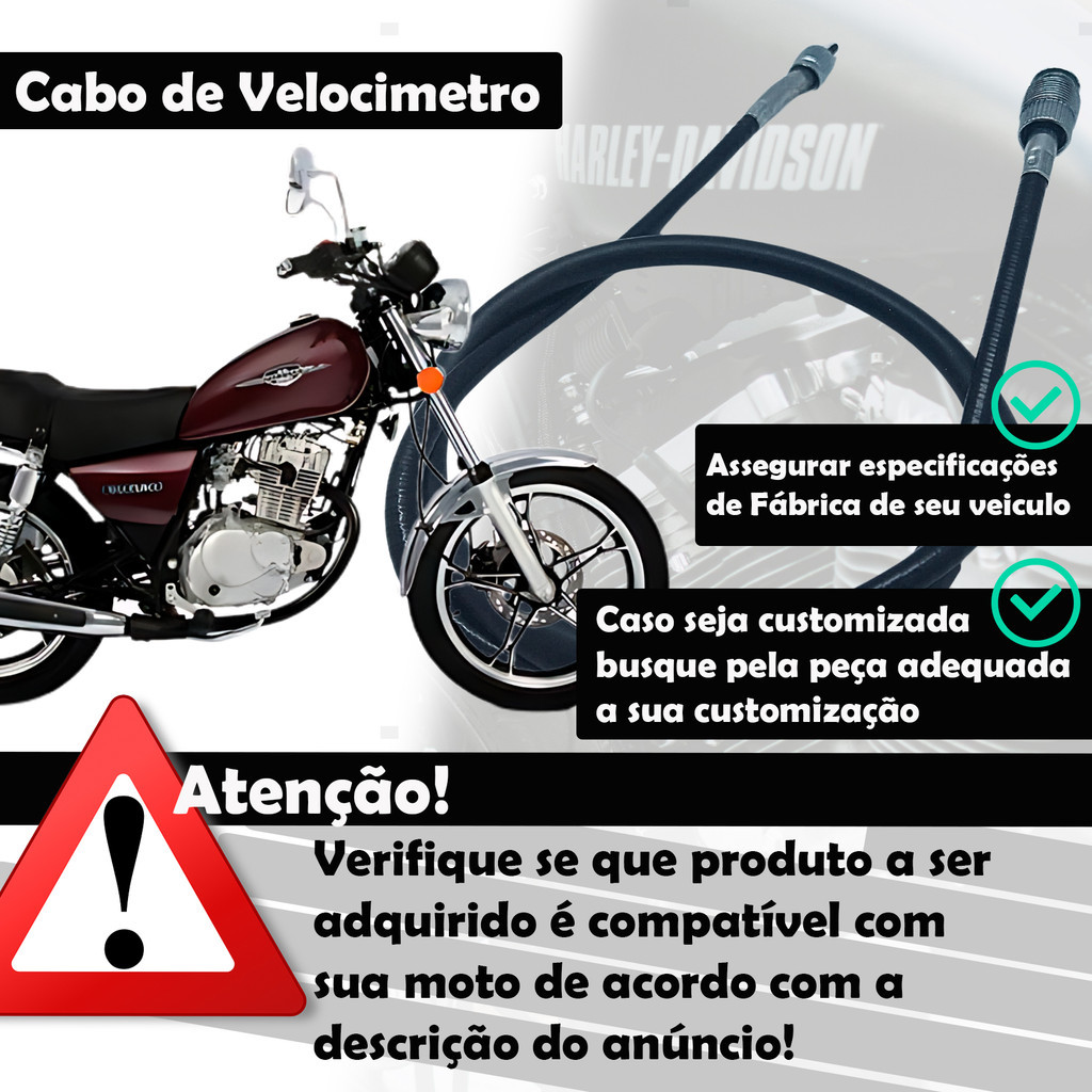 Cabo De Velocimetro Para Suzuki Intruder 125 2002 Até 2016 Todas Carburada Custom — imagem 2 de 2