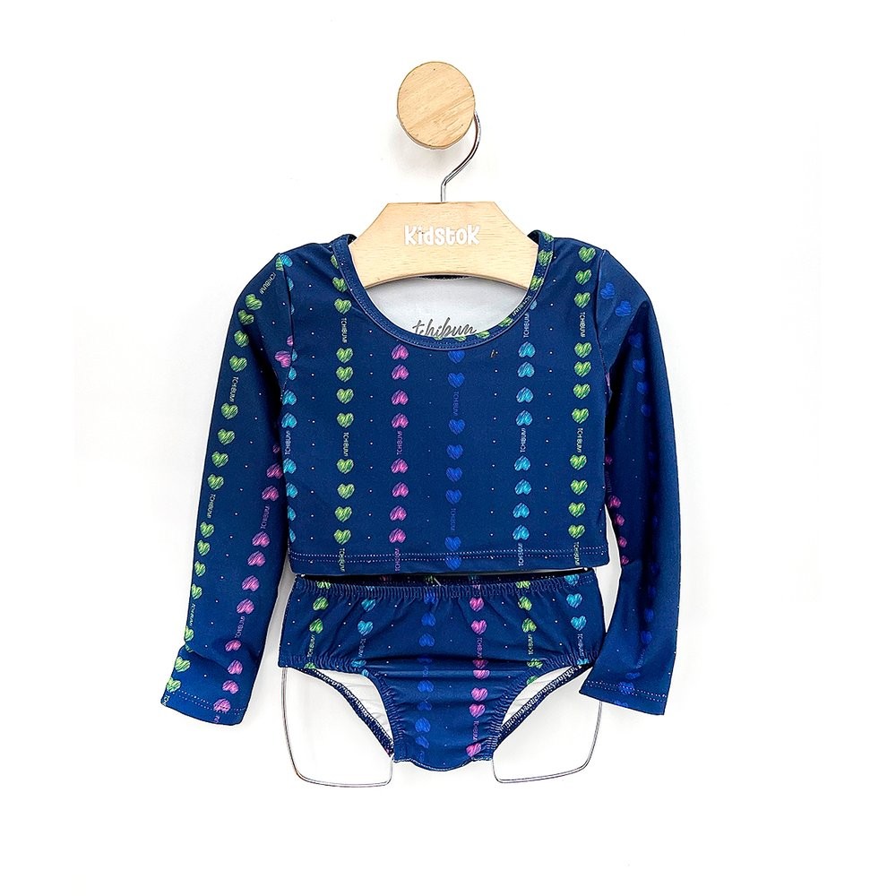 Conjunto Biquini Menina Proteção UV Corações - Kamylus