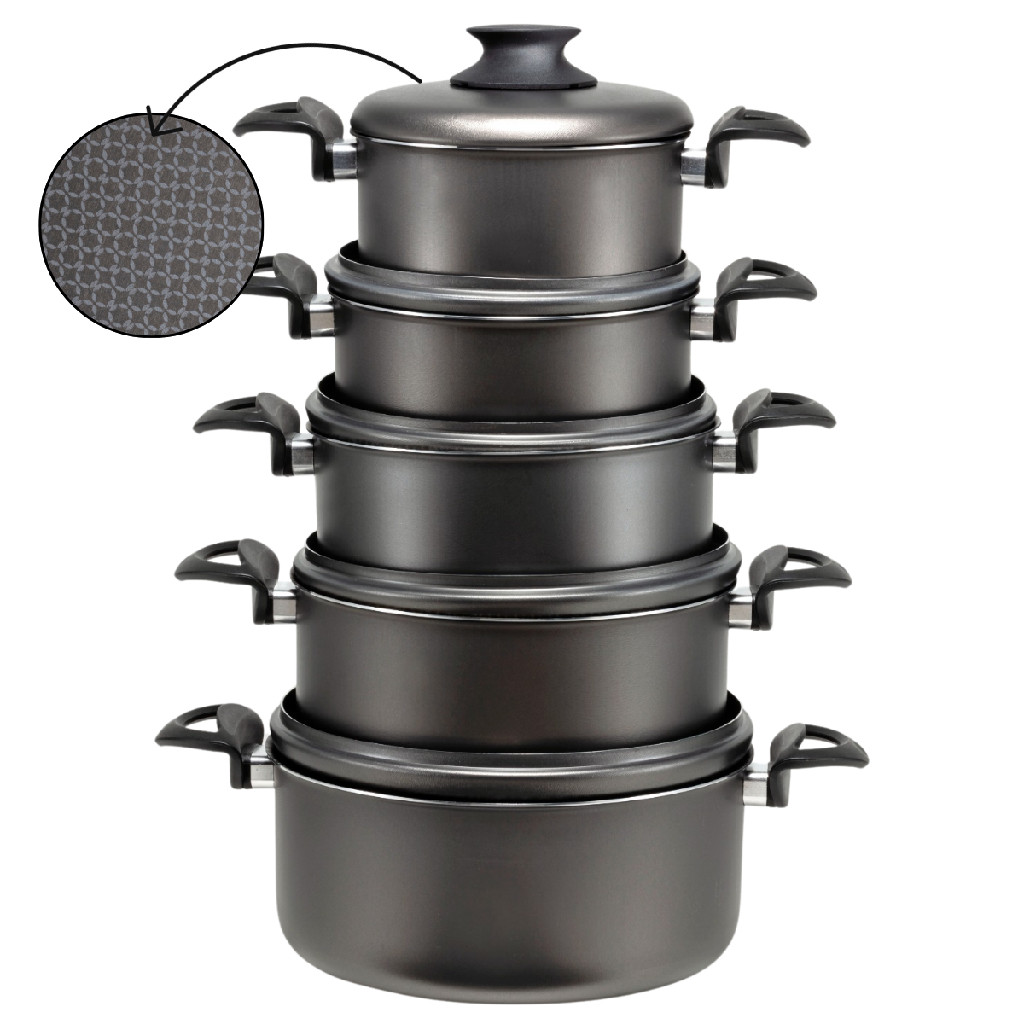 Jogo Conjunto de Caçarolas Grande 5 Peças 16 a 24  Antiaderente Teflon Top de Linha Kit