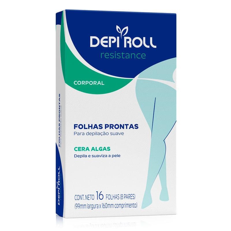 Folhas Depilatórias Corporal Depi Roll Resistance Cera de Algas 16 Folhas