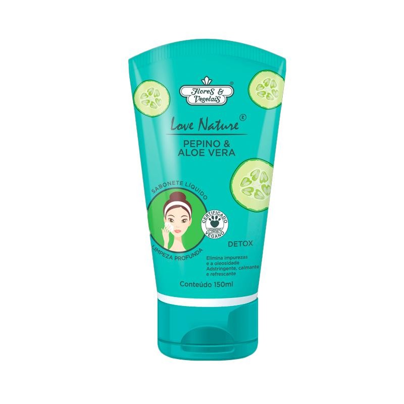 Sabonete Líquido Detox Flores e Vegetais Pepino & Aloe Vera 150ml em Oferta na Shopee