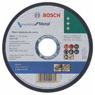 Disco de Corte 4.1/2POL 115 mm X 1.0 mm Standard para Metal BOSCH em Oferta na Shopee