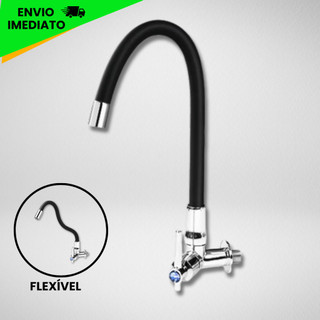 Torneira De Parede Gourmet Cozinha Banheiro Preta Flexível Tubo de água