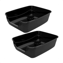 Kit 2 Caixa de Areia Gatos Grande 62x50x20 Furba Jumbox Pet Injet - Preto