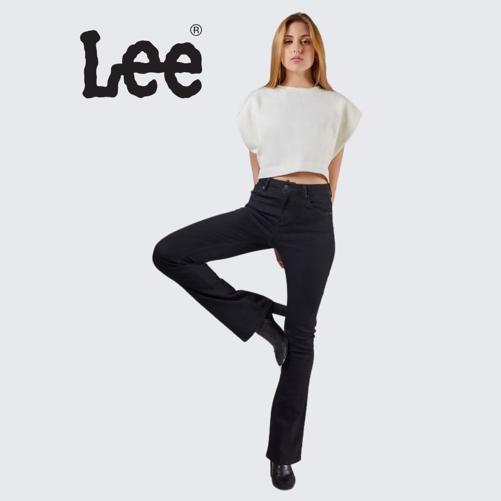 Calça Jeans Preta Barra Larga Bootcut Para Usar Com Bota Lee Original