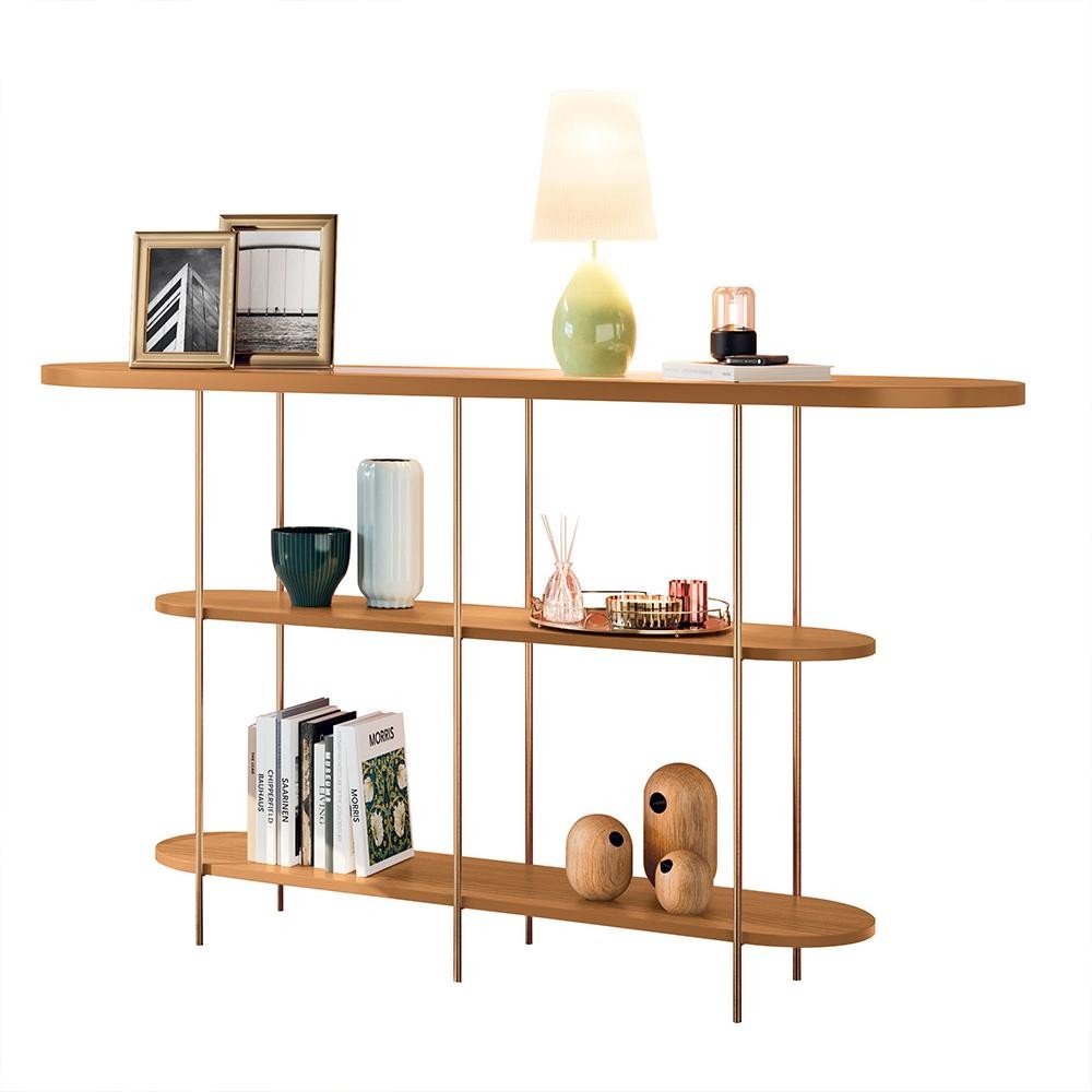 Aparador Decorativo Infinity Sala de Estar Tampo em Vidro e Pés em Aço Cinamomo G26 - Hb Móveis