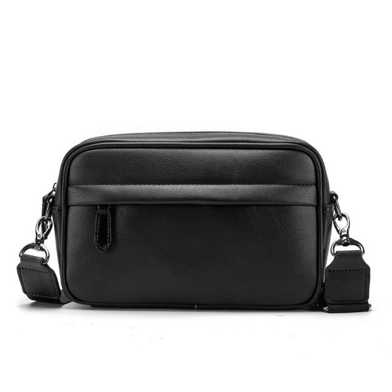 Nova Bolsa de Ombro Masculina Casual Xadrez Bolsa de Couro Esportiva Transversal