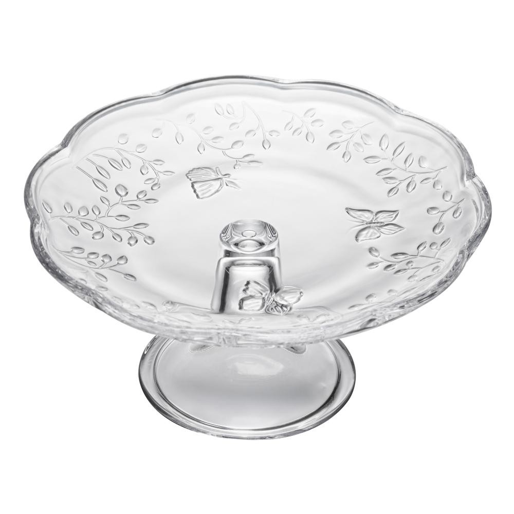Prato para Bolo com Pé New Butterfly 19cm x 9cm Cristal - Home & Living