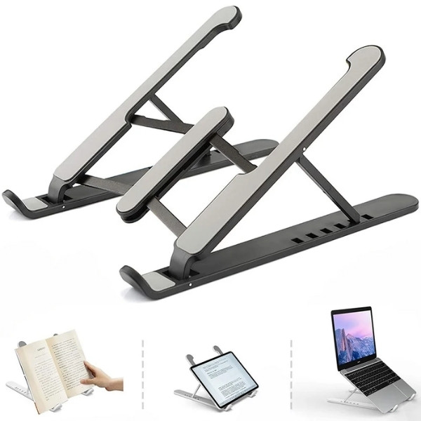 Suporte Multifuncional Portátil  Para Notebook, Tablet, Celular, Livro, Dobrável e Ajustável