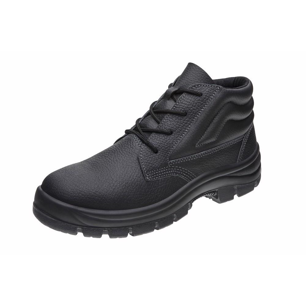 Bota de Segurança de Couro Preto com fechamento de Cadarço e Bico de Aço Marluvas em Oferta na Shopee
