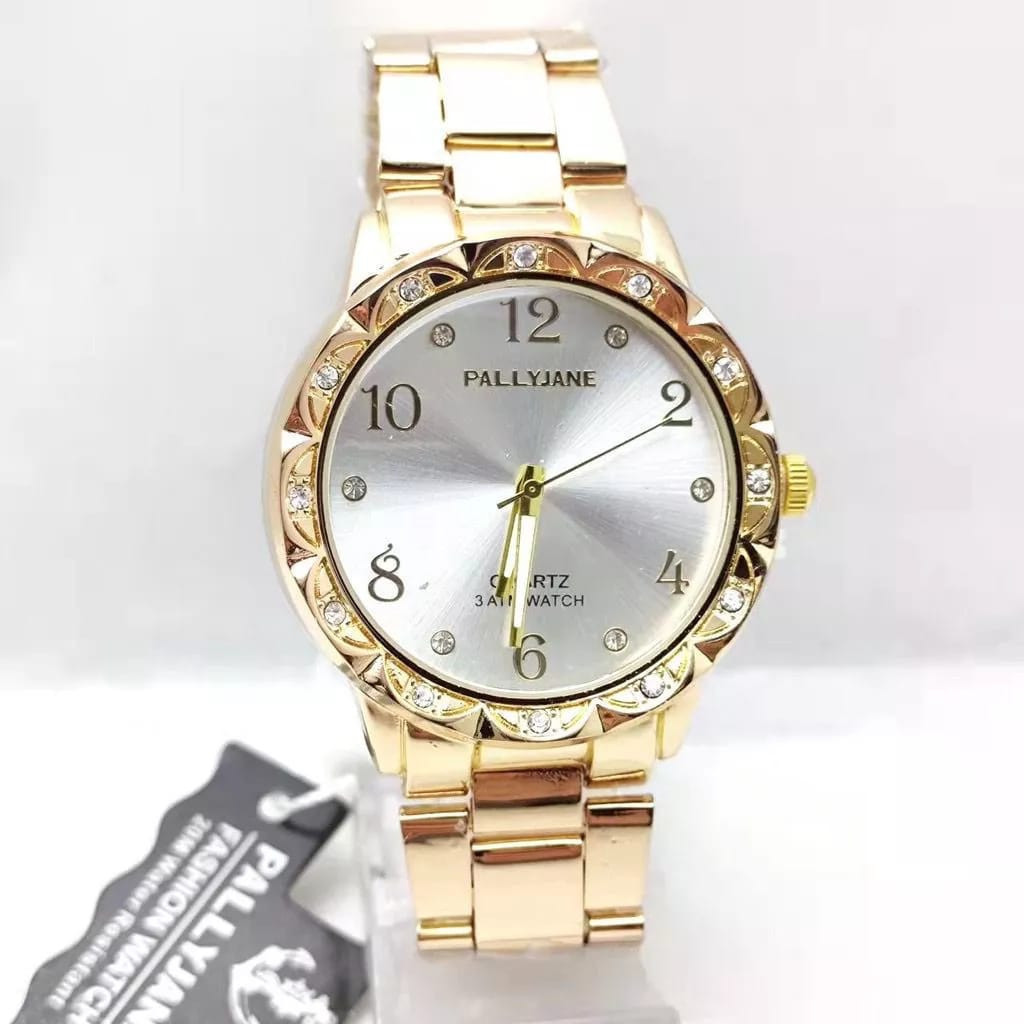 Relógio Feminino Dourado Banhada a Ouro 18k A Prova D'água de Quartzo em Aço Inoxidável Casual Pallyjane Guke- ***